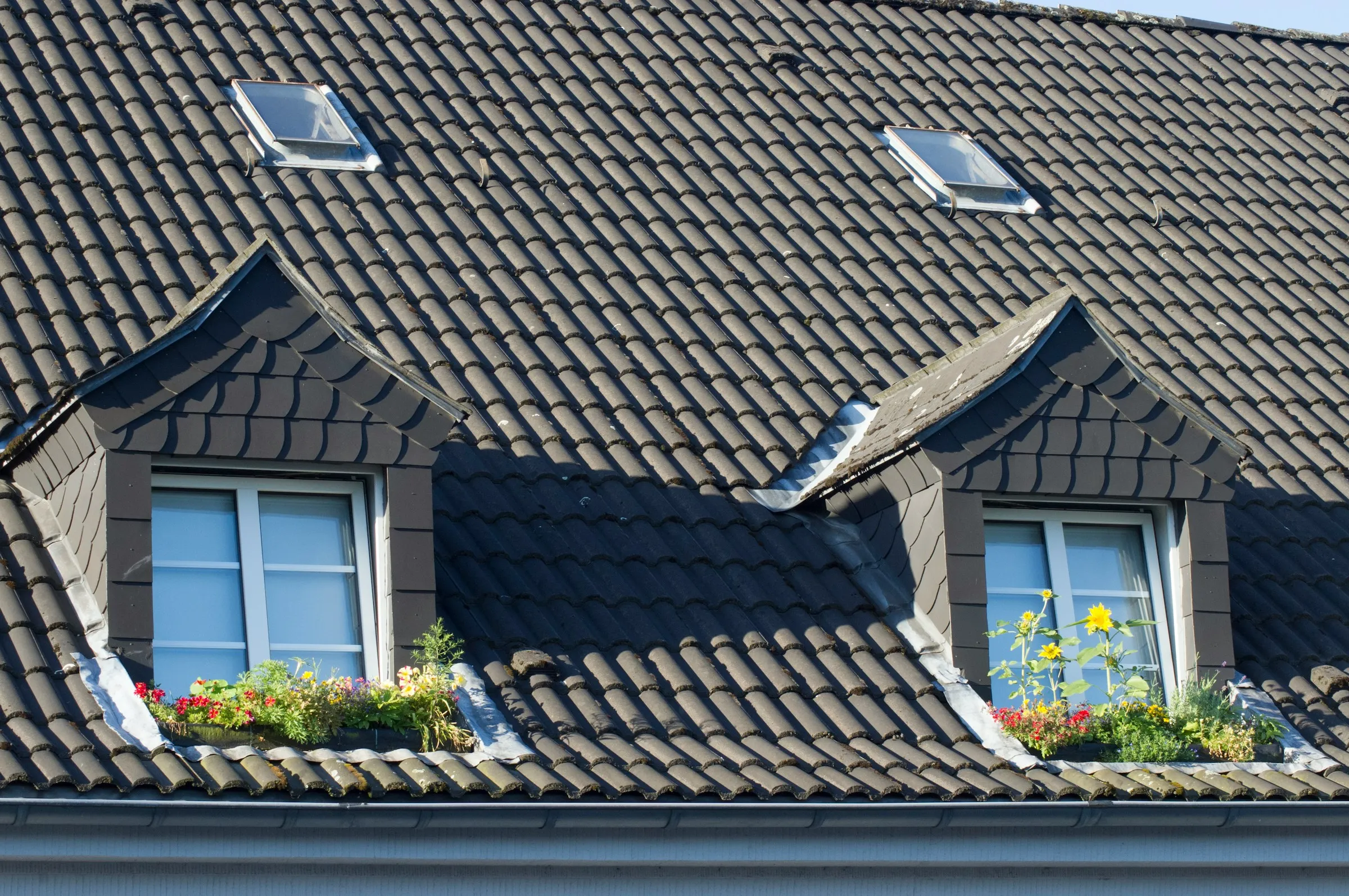 Création de fenêtres de toit sur une couverture en tuiles, maison individuelle